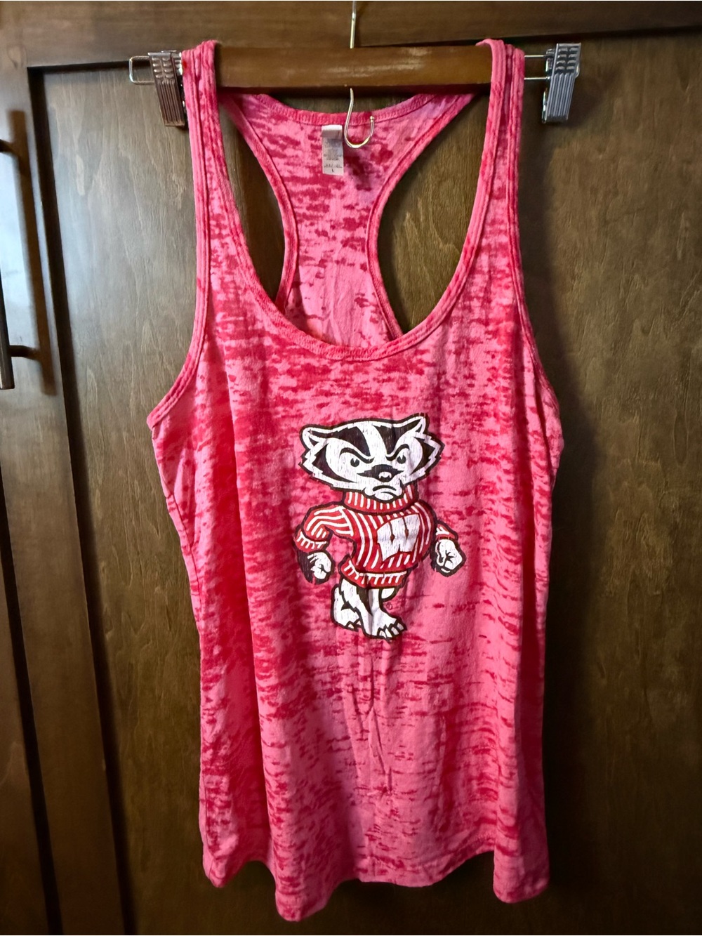 Next Level Apparel Hot Pink Tie-Dye Racerback Tank with Mascot Patch